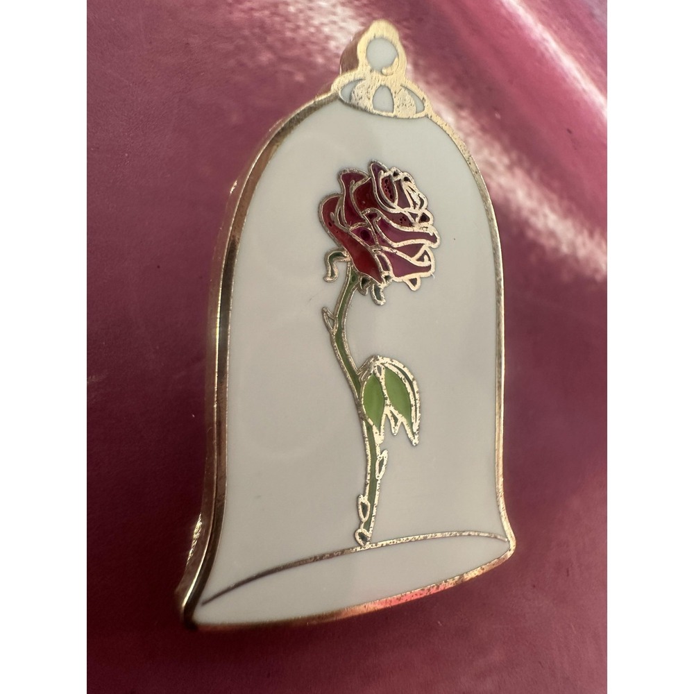 Disney Parks Beauty‎ Beast Enchanted Rose Bell Jar Pin Trading 2017 Gold White